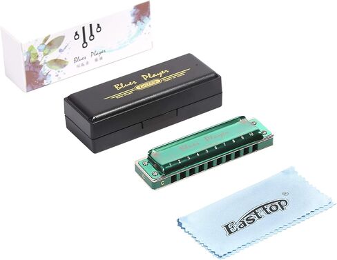 East top Upgrade Diatonic Blues Harmonica Key of C, 10 Hole Diatonic Blues Harp Mouth Organ Harmonica, Advanced PR020 Harmonicas For Adults, Professionals and Students(Blue) in Kuwait