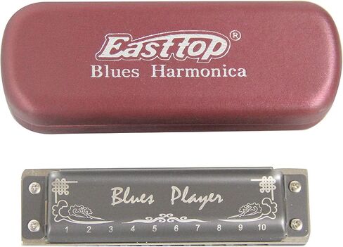 East top Upgrade Diatonic Blues Harmonica Key of C, 10 Hole Diatonic Blues Harp Mouth Organ Harmonica, Advanced PR020 Harmonicas For Adults, Professionals and Students(Blue) in Kuwait