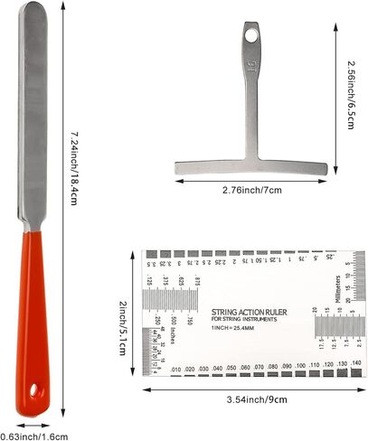 مجموعة أدوات باتور غيتار لوثيير مع شعاع مستوي لقيثارة 20.32 سم، مبرد لوثير، مقياس مسطرة حركي خيط، مقياس نصف قطر 9 خماسي للخيط، مفك براغي، حامي لوح أصابع وورق صنفرة in Kuwait
