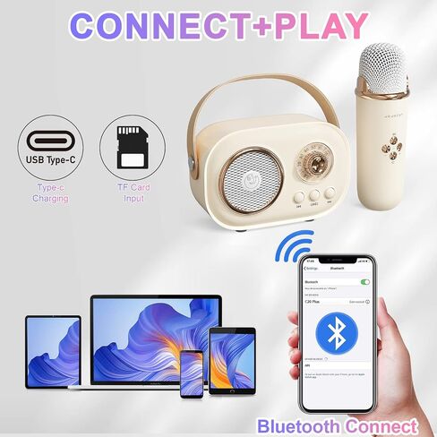 Mini Karaoke Machine for Kids,Portable Bluetooth Speaker with 2 Wireless Microphone,Toys for Girls Boys Gifts,Retro Speaker Set Stereo Sound Enhanced Bass for Home Party Birthday (Green) in Kuwait