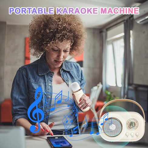 Mini Karaoke Machine for Kids,Portable Bluetooth Speaker with 2 Wireless Microphone,Toys for Girls Boys Gifts,Retro Speaker Set Stereo Sound Enhanced Bass for Home Party Birthday (Green) in Kuwait