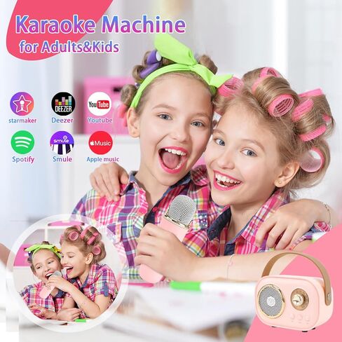 Mini Karaoke Machine for Kids,Portable Bluetooth Speaker with 2 Wireless Microphone,Toys for Girls Boys Gifts,Retro Speaker Set Stereo Sound Enhanced Bass for Home Party Birthday (Green) in Kuwait