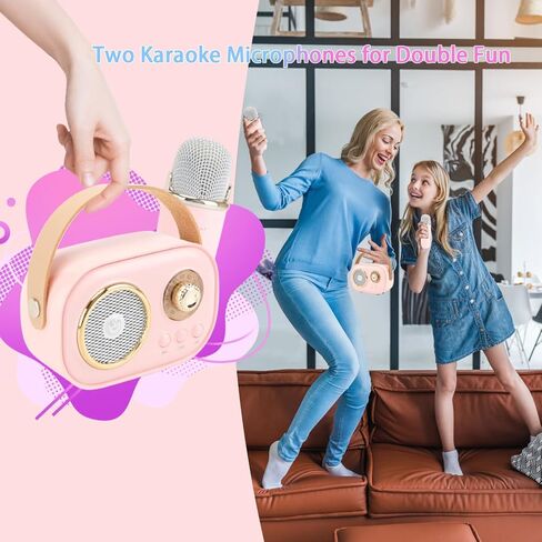 Mini Karaoke Machine for Kids,Portable Bluetooth Speaker with 2 Wireless Microphone,Toys for Girls Boys Gifts,Retro Speaker Set Stereo Sound Enhanced Bass for Home Party Birthday (Green) in Kuwait