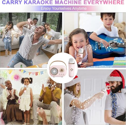 Mini Karaoke Machine for Kids,Portable Bluetooth Speaker with 2 Wireless Microphone,Toys for Girls Boys Gifts,Retro Speaker Set Stereo Sound Enhanced Bass for Home Party Birthday (Green) in Kuwait