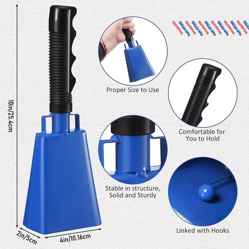 6 Pcs 10 Inch Cowbell with Handle Cheering Bell for Sports Events Large Noise Makers Cowbells Loud Cowbell Bulk for Football Games Party Chimes Percussion Musical Instruments (Red) in Saudi Arabia