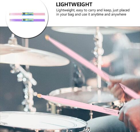 MILISTEN 2 Pairs Wood Drumsticks Maple Wood Tip Drumsticks Professional Natural Mallets Musical Hammer for Kids Adults Drummers Beginners 5A Pink Purple in Saudi Arabia
