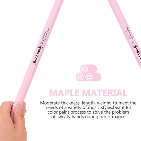 MILISTEN 2 Pairs Wood Drumsticks Maple Wood Tip Drumsticks Professional Natural Mallets Musical Hammer for Kids Adults Drummers Beginners 5A Pink Purple in Saudi Arabia