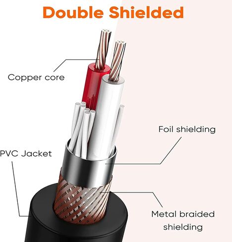 كابل ميكروفون متوازن من TOYAYAYO Standard XLR ذكر إلى أنثى، متين ومرن، عازل للضوضاء - 4 أقدام، أسود in Kuwait