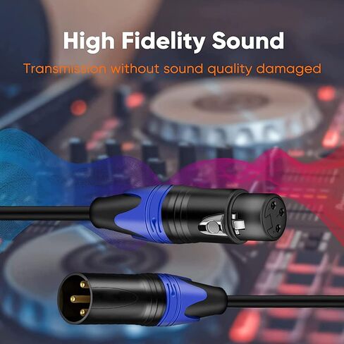 كابل ميكروفون متوازن من TOYAYAYO Standard XLR ذكر إلى أنثى، متين ومرن، عازل للضوضاء - 4 أقدام، أسود in Kuwait