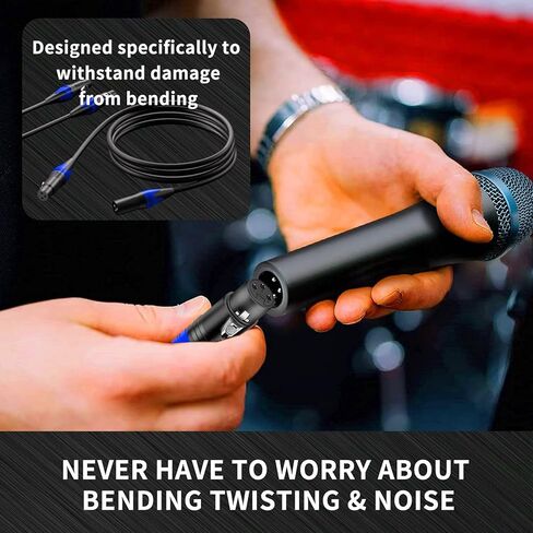 كابل ميكروفون متوازن من TOYAYAYO Standard XLR ذكر إلى أنثى، متين ومرن، عازل للضوضاء - 4 أقدام، أسود in Kuwait