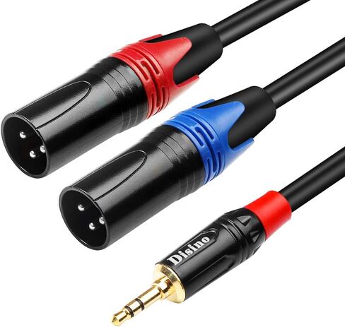 1/8 Inch to Dual XLR Male Y-Splitter Cable,Unbalanced 3.5mm Mini Jack TRS Stereo Aux to Double Male XLR Adapter Interconnect Breakout Patch Cord - 3.3 Feet/1 Meter in Kuwait