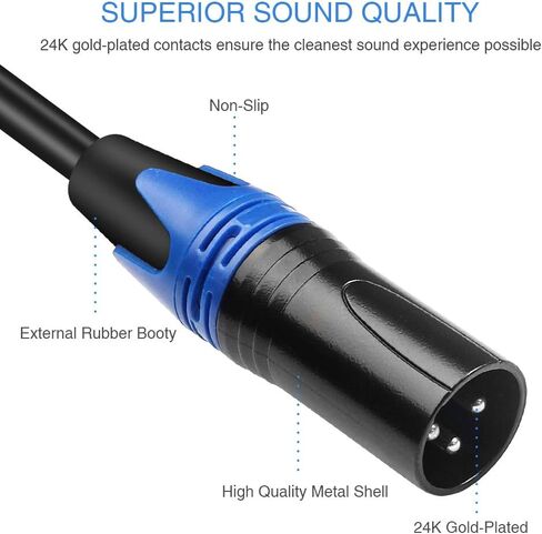 1/8 Inch to Dual XLR Male Y-Splitter Cable,Unbalanced 3.5mm Mini Jack TRS Stereo Aux to Double Male XLR Adapter Interconnect Breakout Patch Cord - 3.3 Feet/1 Meter in Kuwait