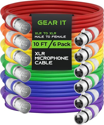 GEARit DMX Cable 50FT 2-Pack 3-Pin Male to Female for DJs and Event Techs | 110 Ohm Shielded Lighting Control Cables for Moving Heads PAR Lights Controllers Weddings Events Venues and Production Crews in Kuwait