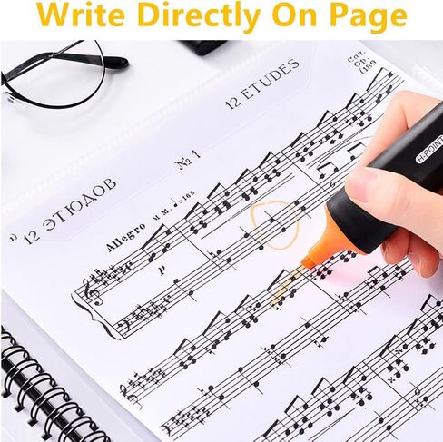 مجلد الموسيقى الورقية من YOTINO، مجلد مقاس 8.5 × 11 بوصة للموسيقيين، مجلد الفرقة، حجم حرف A4، 30 أكمام، جانب مزدوج أو الكتابة على الصفحات المكشوفة خارج الأكمام، لحمل أوراق الموسيقى والملفات (أسود) in Kuwait