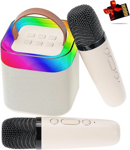 آلة كاريوكي مع 2 ميكروفونات لاسلكية للأطفال، مكبر صوت كاريوكي بلوتوث للحفلات للفتيات والفتيان مع أضواء الحفلات، كاريوكي للأطفال الصغار للحفلات in Kuwait