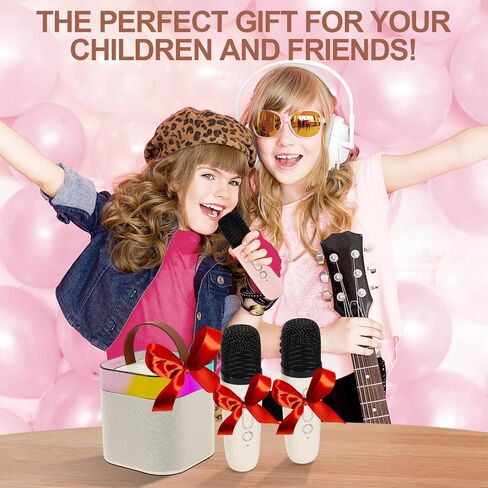 آلة كاريوكي مع 2 ميكروفونات لاسلكية للأطفال، مكبر صوت كاريوكي بلوتوث للحفلات للفتيات والفتيان مع أضواء الحفلات، كاريوكي للأطفال الصغار للحفلات in Kuwait