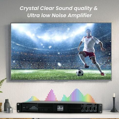 مضخم صوت احترافي ذو 4 قنوات من MUSYSIC - 2x9600 واط D-Class 1U Power Amp MU-D9600 مضخم صوت عالي الأداء مع قوة ستيريو وجسر للاستخدام الاحترافي في الحفلات الموسيقية والوظائف وفي المنزل in Kuwait