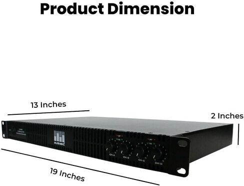 مضخم صوت احترافي ذو 4 قنوات من MUSYSIC - 2x9600 واط D-Class 1U Power Amp MU-D9600 مضخم صوت عالي الأداء مع قوة ستيريو وجسر للاستخدام الاحترافي في الحفلات الموسيقية والوظائف وفي المنزل in Kuwait