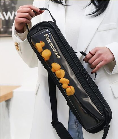 غطاء حقيبة فلوت فاخر خفيف الوزن من Ranloesa مع حزام كتف قابل للتعديل، حقيبة حمل فلوت احترافية مقاومة للماء لـ 16 و17 مفتاحًا، حقيبة ظهر وحقيبة يد رفيعة محمولة (أسود) in Kuwait