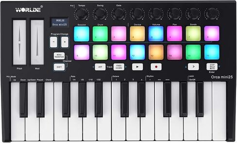 summina 25 Portable 25-Key USB MIDI Keyboard Controller with 16 RGB Backlit Trigger Pads 8 Assignable Control Knobs in Saudi Arabia
