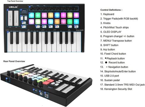 summina 25 Portable 25-Key USB MIDI Keyboard Controller with 16 RGB Backlit Trigger Pads 8 Assignable Control Knobs in Saudi Arabia