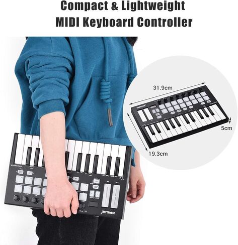 summina 25 Portable 25-Key USB MIDI Keyboard Controller with 16 RGB Backlit Trigger Pads 8 Assignable Control Knobs in Saudi Arabia