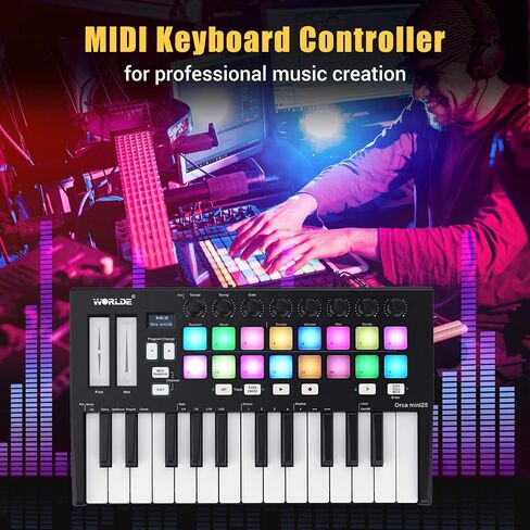 summina 25 Portable 25-Key USB MIDI Keyboard Controller with 16 RGB Backlit Trigger Pads 8 Assignable Control Knobs in Saudi Arabia