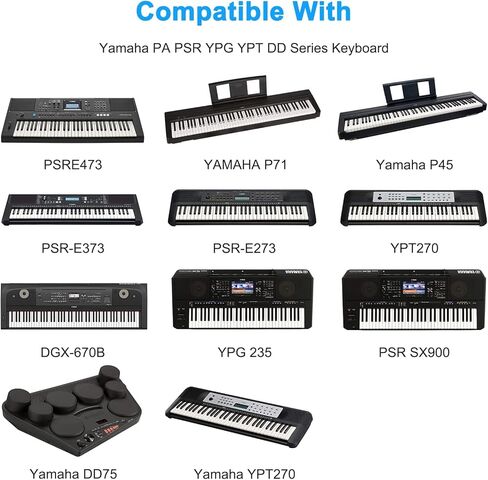 شاحن إمداد طاقة 12 فولت للوحة مفاتيح Yamaha YPT، PSR، YPG، DGX، DD، EZ وP للبيانو الرقمي وسلسلة لوحة المفاتيح المحمولة، استبدال محول سلك الطاقة للوحة المفاتيح PA-130 PA-130B in Kuwait