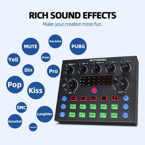 مجموعة معدات تسجيل ستوديو من ميكيوشنج، واجهة صوتية مع ميكروفون بث استوديو الكل في واحد، مثالية للتسجيل والالعاب المباشرة والبث مع الكمبيوتر والهاتف الذكي in Kuwait