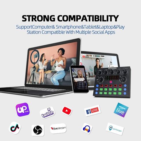 مجموعة معدات تسجيل ستوديو من ميكيوشنج، واجهة صوتية مع ميكروفون بث استوديو الكل في واحد، مثالية للتسجيل والالعاب المباشرة والبث مع الكمبيوتر والهاتف الذكي in Kuwait