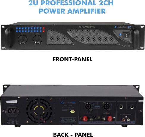 Technical Pro Professional 3000 Watts 2U 2-Channel DJ Power Amplifier with Dual Cooling Speed Fans and Integrated Power Stabilizer in Saudi Arabia
