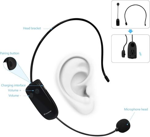 ZOWEETEK مضخم صوت لاسلكي بلوتوث مع 2 ميكروفون، 25 وات، مكبر صوت محمول بنظام PA للمعلمين والمرشدين السياحيين والمدربين والاجتماعات واليوجا واللياقة البدنية وفي الهواء الطلق. in Kuwait