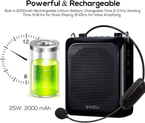 شيدو مكبر صوت لاسلكي، نظام PA عالي الطاقة قابل للحمل 25 واط مع سماعة راس UHF وميكروفون ومكبر صوت، بلوتوث، مكبرات صوت متعددة الوظائف للاماكن الخارجية والمعلمين والفصول الدراسية والدليل السياحي واللياقة in Kuwait