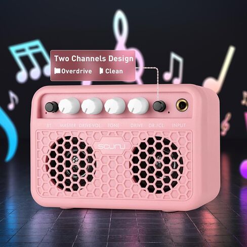 Caline Guitar Mini Amp, 5W Rechargeable Bluetooth Guitar Amplifer Combo for Desktop Practice, Dual Channel,with Headphone Jack, Black in Kuwait