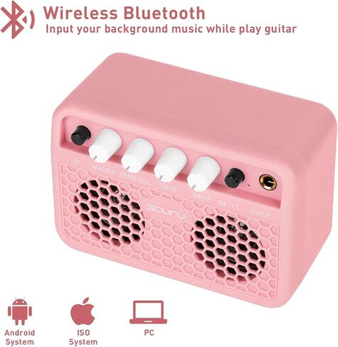 Caline Guitar Mini Amp, 5W Rechargeable Bluetooth Guitar Amplifer Combo for Desktop Practice, Dual Channel,with Headphone Jack, Black in Kuwait