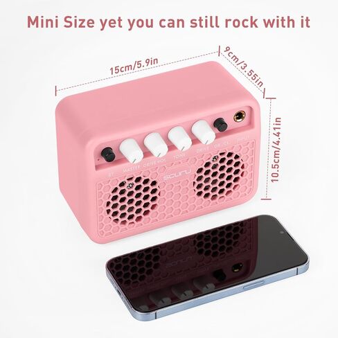Caline Guitar Mini Amp, 5W Rechargeable Bluetooth Guitar Amplifer Combo for Desktop Practice, Dual Channel,with Headphone Jack, Black in Kuwait