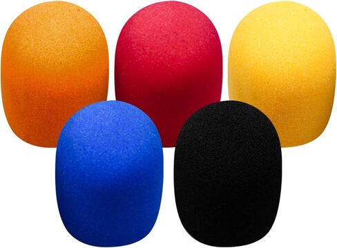 Microphone Cover Thick Mic Cover Colorful Foam Microphone Windscreen Reusable Microphone Covers Suitable for Karaoke DJ, Conference Room, Stage Performance(5PCS) in Kuwait