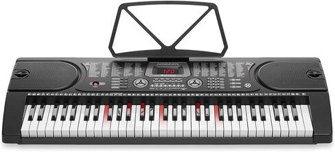 Hamzer 61-Key Electronic Keyboard Portable Digital Music Piano with Lighted Keys, Microphone & Sticker Set in Kuwait