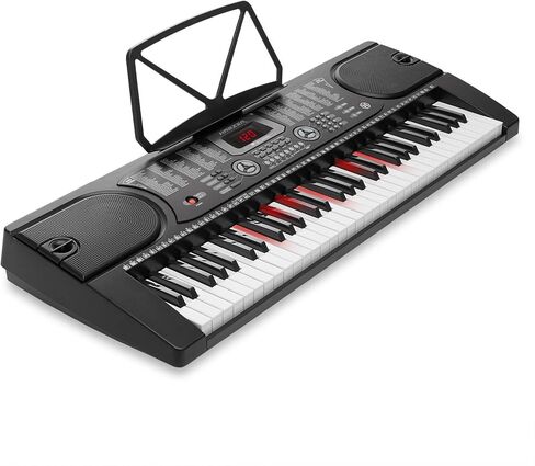 Hamzer 61-Key Electronic Keyboard Portable Digital Music Piano with Lighted Keys, Microphone & Sticker Set in Kuwait