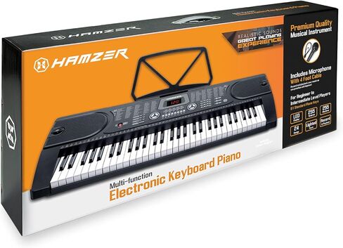 Hamzer 61-Key Electronic Keyboard Portable Digital Music Piano with Lighted Keys, Microphone & Sticker Set in Kuwait