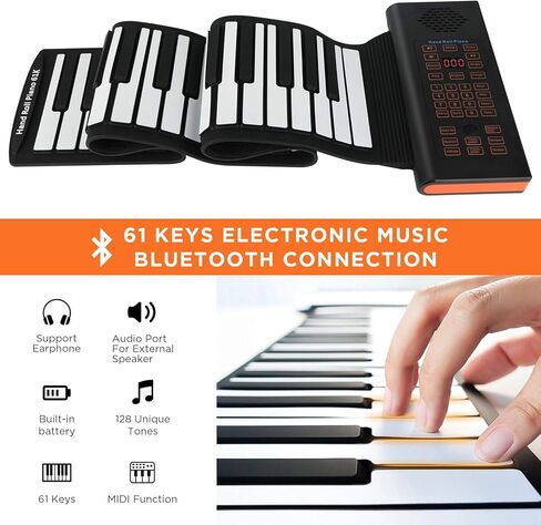Hami Roll Up Piano Portable Electronic Piano for Beginners,49 Keys Flexible Foldable Roll Up Educational Electronic Digital Music Piano Keyboard with Recording in Saudi Arabia