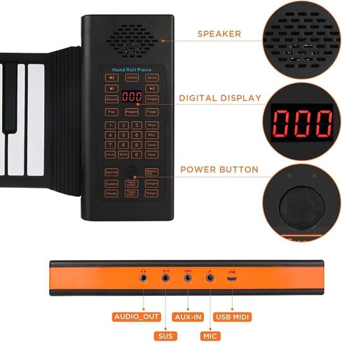 Hami Roll Up Piano Portable Electronic Piano for Beginners,49 Keys Flexible Foldable Roll Up Educational Electronic Digital Music Piano Keyboard with Recording in Saudi Arabia