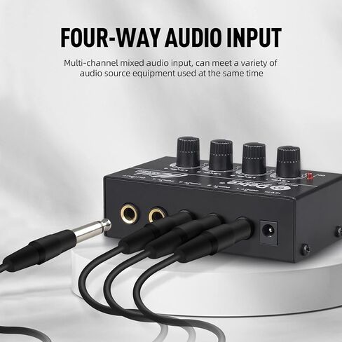 D Debra Audio Mixer DH-400 4-Channel Line Mixer, Ultra Low-Noise Mini Mixer for Microphones, Guitars, Bass, Keyboards, and Stage Sub Mixing (silver) in Kuwait