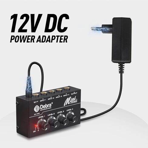 D Debra Audio Mixer DH-400 4-Channel Line Mixer, Ultra Low-Noise Mini Mixer for Microphones, Guitars, Bass, Keyboards, and Stage Sub Mixing (silver) in Kuwait