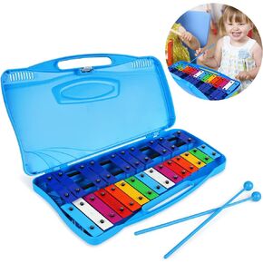 Xylophone 25 Notes Glockenspiel Xylophone, Professional Xylophone for Beginners Kids Music Teaching, Chromatic Glockenspiel Tuned Percussion Instrument Gift(Blue)