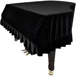 غطاء بيانو كبير مقاوم للغبار من ESYUEL غطاء واقٍ للبيانو الكبير للأطفال قابل للغسل مع غطاء بيانو مثلث كامل مخملي مقاس 70.87 بوصة × 59 بوصة × 18.9 بوصة (أسود-M) in Kuwait