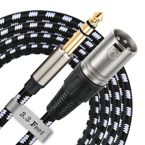 كابل Sound Harbour XLR إلى 1/4 بطول 10 أقدام، TRS 6.35 مم إلى مقبس ذكر XLR - كابل توصيل متوازن مجدول من النايلون in Kuwait