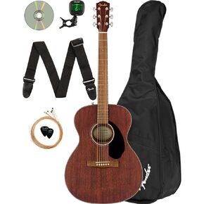 Fender CC-60S Concert Acoustic Guitar - Black Bundle with Gig Bag, Tuner, Strap, Strings, Picks, Fender Play Online Lessons, Instructional Book, and Austin Bazaar Instructional DVD
