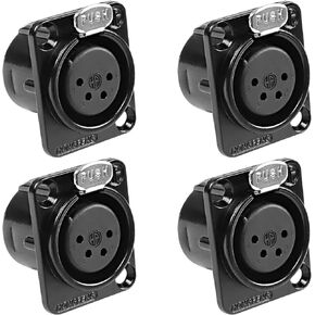 XMSJSIY 5 Pin XLR Panel Mount Connector XLR Female Socket Audio Speaker Microphone Connector D-Type Chassis Solder for Microphone Musical Instruments- 4pcs… (5 Pin Female)