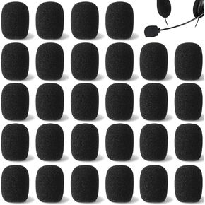 PAGOW 30 Pack Mini Foam Microphone Windscreens, High Density Mic Headset Cover, Lapel Microphone Windscreen for Lavalier Microphones Noise Reduction in Kuwait